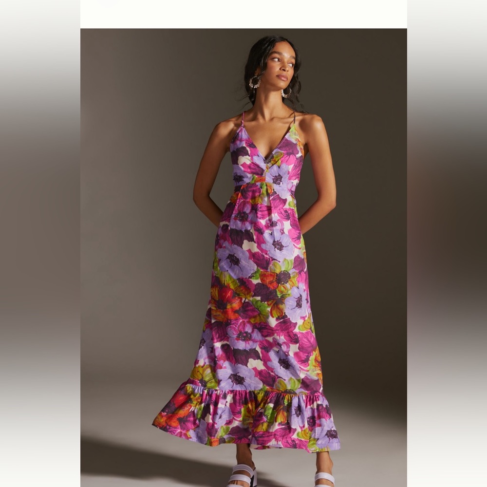 Plenty by Tracy Reese Floral Maxi Dress, size Large Petite, pink purple